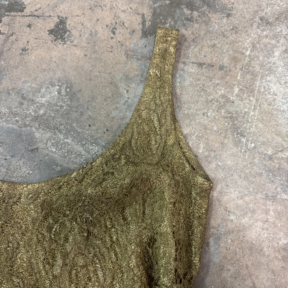 Vintage 1920s 1930s Gold Lamé Lace Blouse Bodice Floral Motif Dress Top - Image 3 of 4