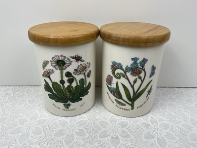 Portmeirion Botanic Garden 2 x Vorratsgläser Gänseblümchen Vergissmeinnicht 11,50 cm hoch