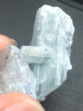 Bluish Green Tourmaline Crystal on Quartz – Natural Afghanistan Mineral Specimen