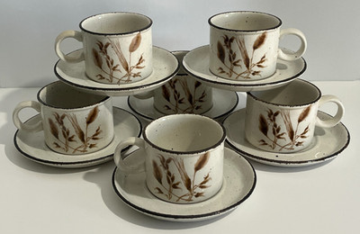 Midwinter Stonehenge Wild Oats Cup & Saucer Sets ~ 6 Sets ~ Wedgwood ~ EUC