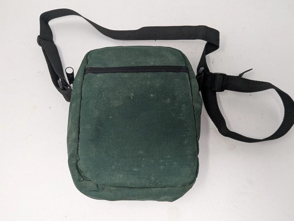 Bolso Bandolera Vintage Jansport Cuero Lona Verde Pequeño Hecho en EE. UU. Foto 2 de 4
