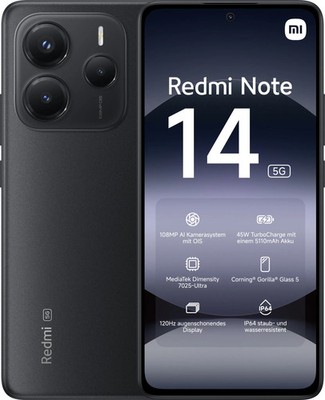 Xiaomi Redmi Note 14 5G Smartphone 8+256G 6,67'' AMOLED Schwarz
