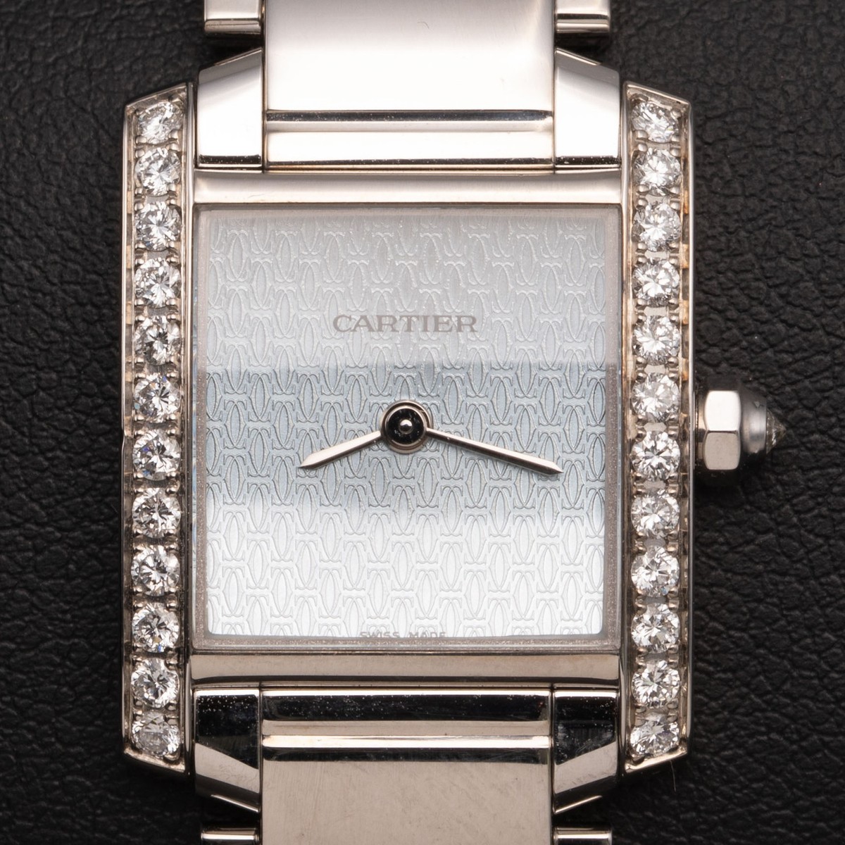 Cartier Watch 18K White Gold Double C Motif Dial 20mm Blue Cadran