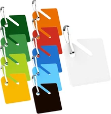 100 Pcs Colored Key Tags Plastic Hanging Tags with Metal Snap Hooks, Tags for Sl