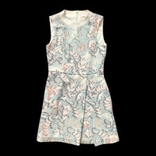 Tory Burch Blue Cream High Neck Sleeveless Fit Flare Mini Dress | Size 2