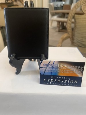 El Portal Expression Black Leather Bi-fold Wallet
