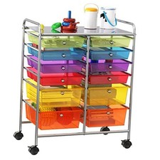 Utility Cart with Rolling Storage Art Craft Organizer 12 Drawers Multicolor