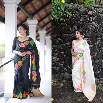 Traditional South Indian Silk Saree With Blouse Designer Wedding Party Wear