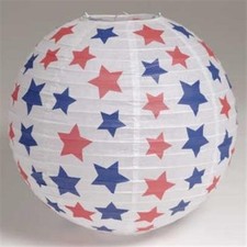 Patriotic Red and Blue Stars 12 Inch Shaped Lantern Paper Hanging Decoration