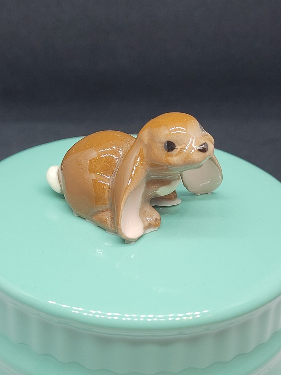 Vtg Hagen-Renaker Miniature Ceramic Brown Bunny Rabbit Cottontail