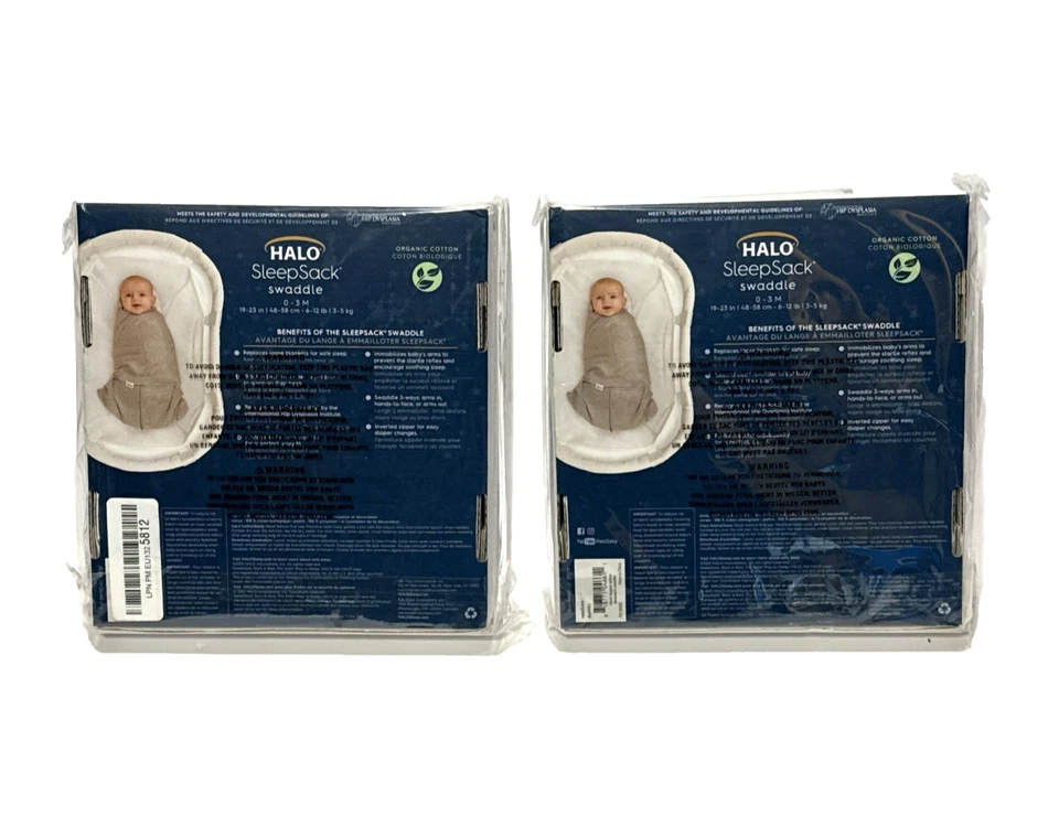 (2) Halo Sleepsack Swaddle Gift Box for 0-3 Mo. 3 Way Adjustable Grey New - Image 2 of 4