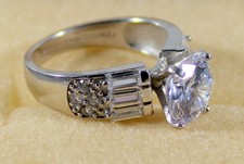 CZ COLORLESS WHITE -2 RING WEDDING SET-SIZE 6 AND 7-STERLING SILVER