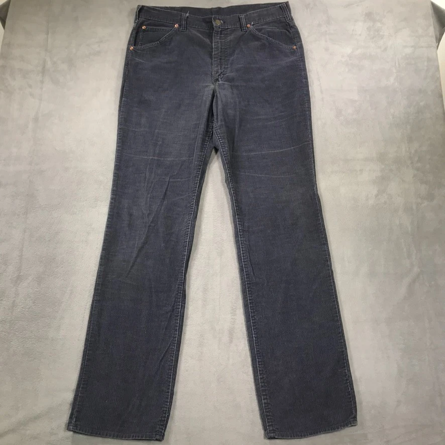 Calça de veludo masculina vintage anos 80 LEE Riders 36X34 azul feita nos EUA hipster grunge - Imagem 2 de 4