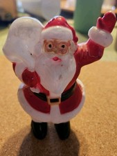 Vintage Hard Plastic Santa 50's-60's,waving Christmas Bag