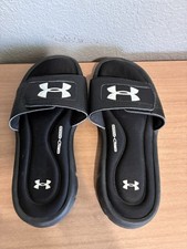 Under Armour 4D Youth Sandals Size 6Y Memory Foam Slides Black/White