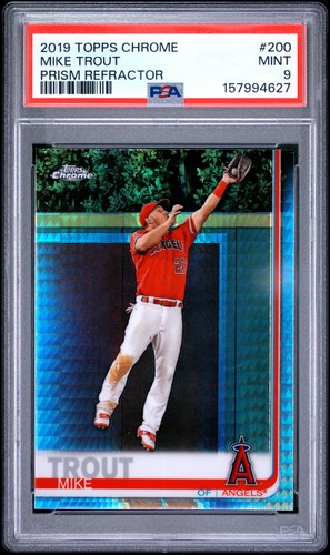 2019 TOPPS CHROME PRISM REFRACTOR #200 MIKE TROUT PSA 9