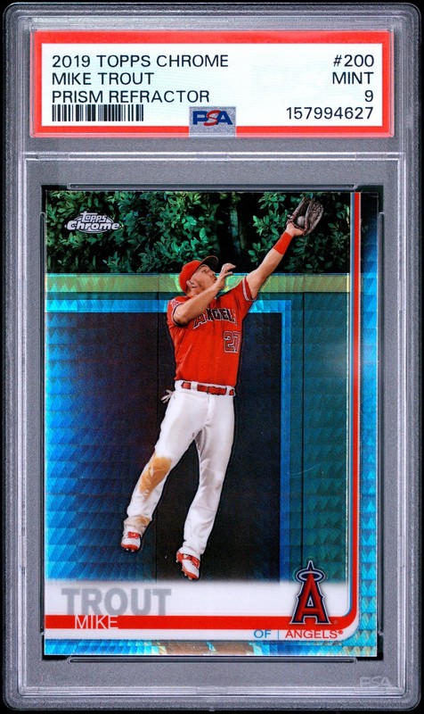 2019 TOPPS CHROME PRISM REFRACTOR #200 MIKE TROUT PSA 9