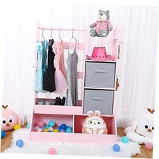 Bophy Girls' Dress up Storage with Light & Mirror, Kids Clothing Rack with
