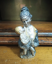 RENATO RADDI SCULTURA ANNI '50 LAMINA D'ARGENTO 925  DONNA CON BIMBO firenze
