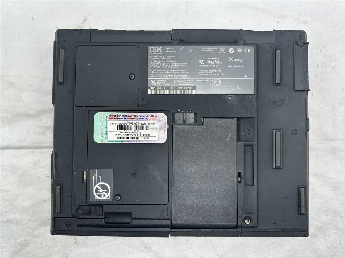 Vintage IBM ThinkPad 600X Intel Pentium III 128 MB RAM Windows XP