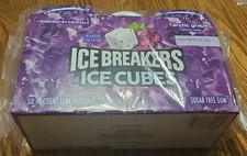 Ice Breakers Ice Cubes Sugar Free Gum with Xylitol, Arctic Grape Pack of 6 