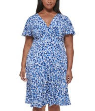 Jessica Howard Womens Paint Splotches Shirt Dress, Multicoloured, Plus Size, 22W