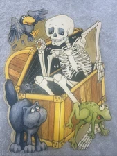 Vintage Colvin Skeleton Black Cat Frog Crow Spider In A Trunk Halloween Die Cut