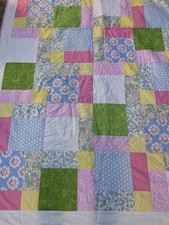 Vintage Handmade Patchwork Quilt 63  X 52 Pastel Colors BEAUTIFUL
