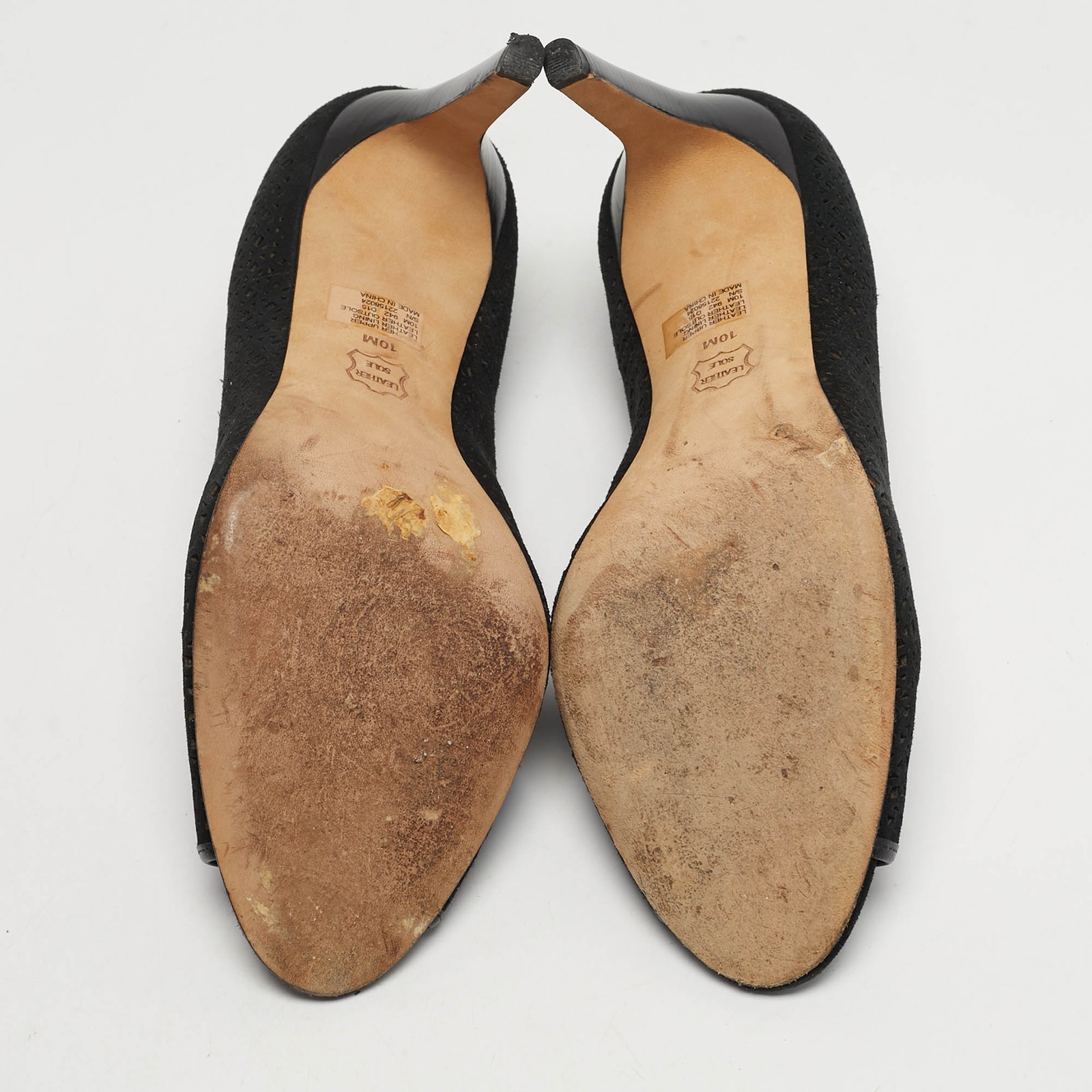 Tory Burch Elinor 90 mm Size 40 Black Laser Cut Suede Peep Toe Pumps thumbnail 6