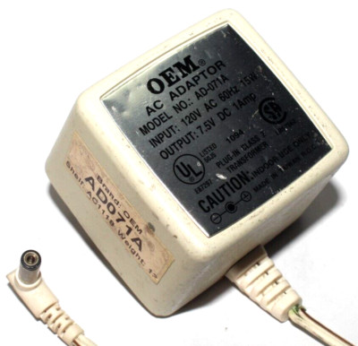 OEM AD-071A AC Power Supply Adapter Charger Cord Output 7.5V DC 1Amp | eBay