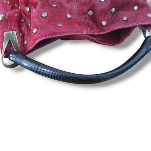 KENZO Pagodon Burgundy Dark Red Studded Ponyskin /Cowhide Shoulder Bag Handbag - Picture 4 of 23
