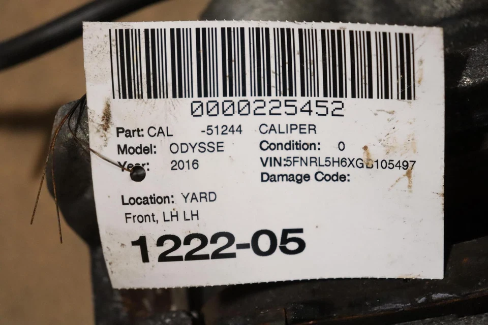 Pinza de freno delantera izquierda Honda Odyssey 2011-2017 con manguera OEM Foto 4 de 4