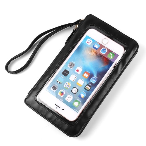 Black Touch Screen Crossbody Bag Wallet Case For iPhone 16 / 16 Pro / 16 Pro Max - Picture 4 of 8