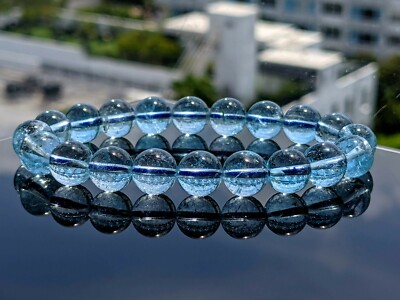 187.3 Cts. Sky Blue Topaz bead bracelet Men 10mm 7, 7.5, 8