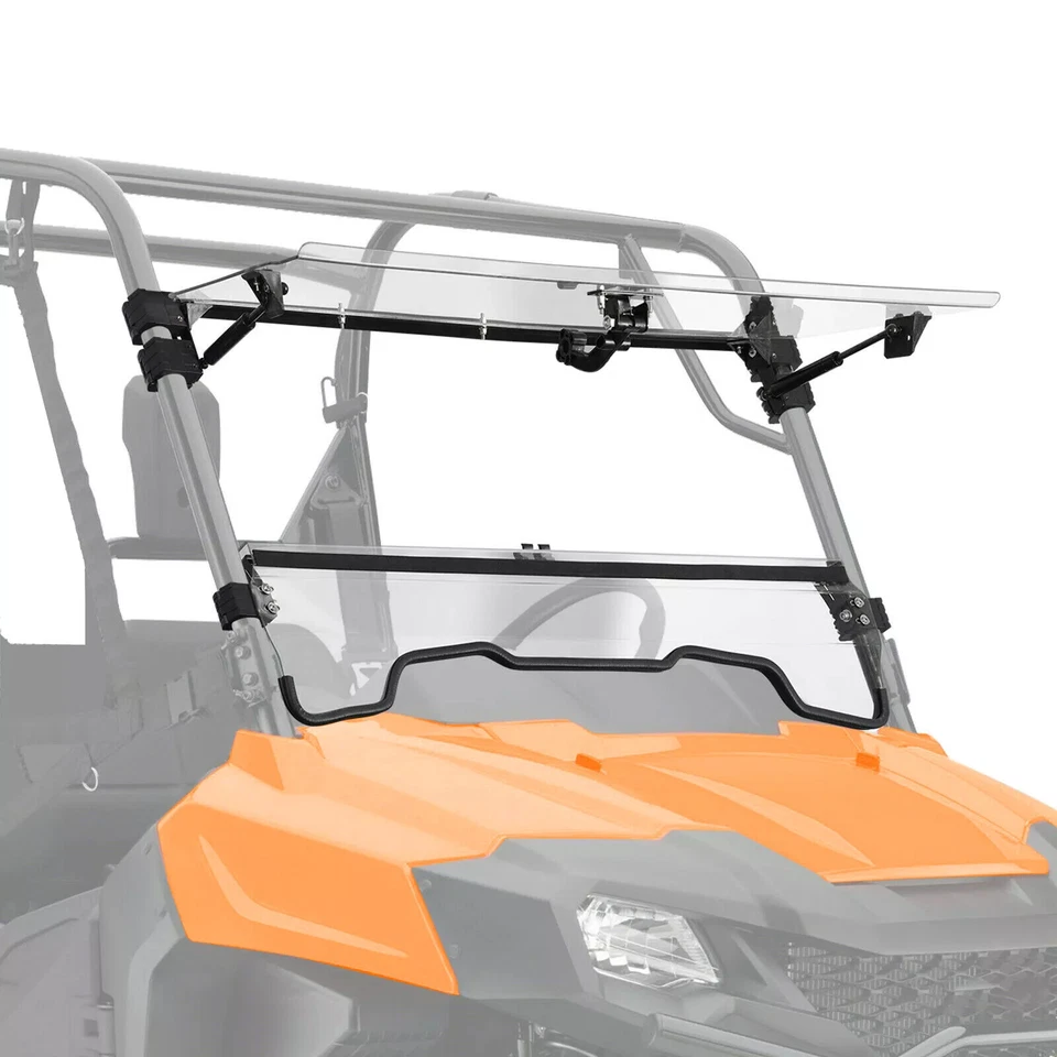 Front Scratch Resistant Flip Windshield Clear For 2014-2025 Honda Pioneer 700 4 - Image 3 of 4