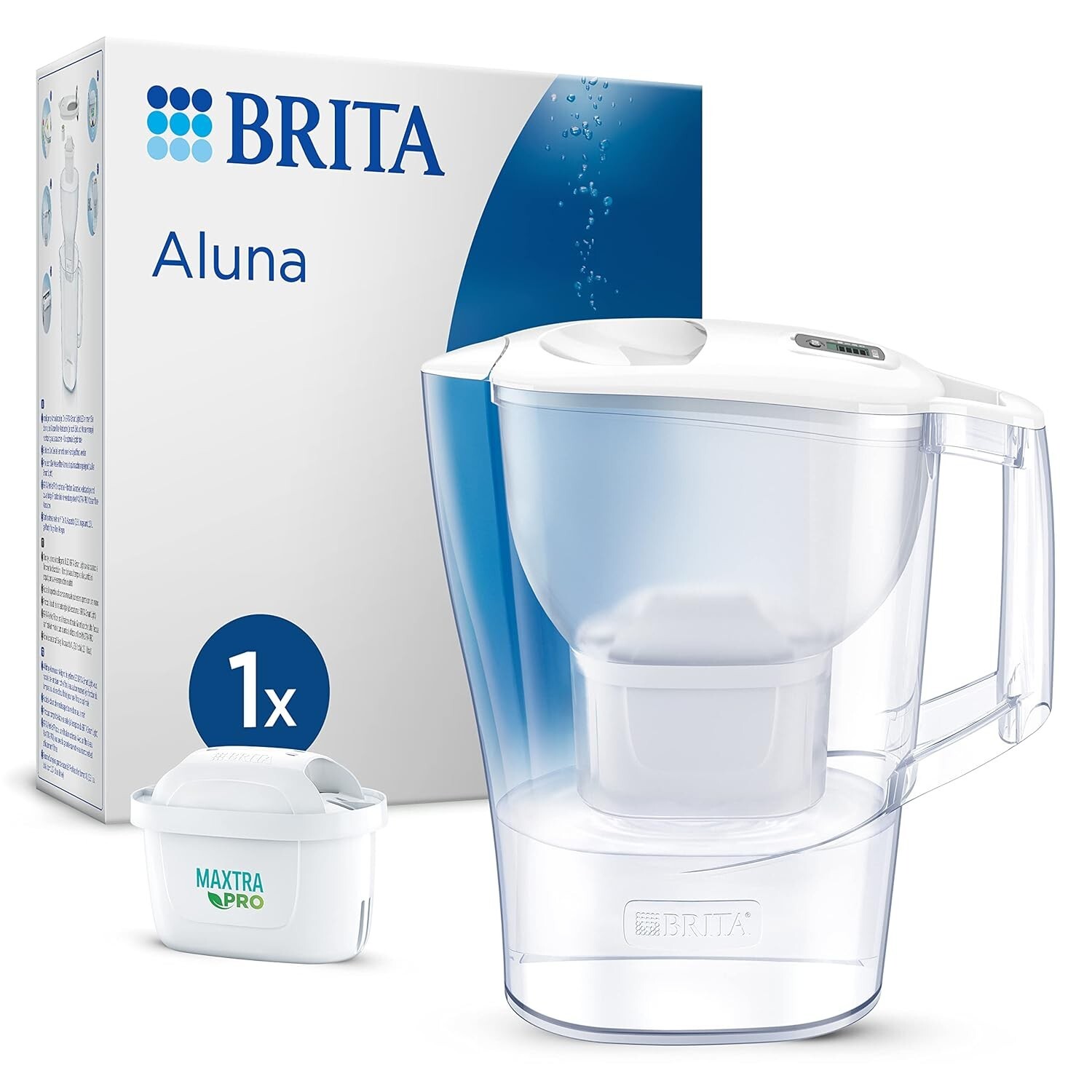 BRITA Aluna Water Filter Jug White (2.4L) Incl. 1X MAXTRA PRO All-In-1 Cartridge
