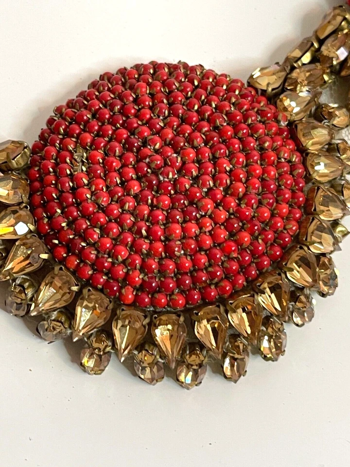 Showstopper! Ожерелье с оранжевыми/красными бусинами и янтарными кристаллами Vera Wang Haute Couture - Изображение 4 из 4