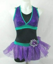 Dance Costume Medium Child Purple Weissman 6844 azz Tap Hip Hop Glitter Sequin