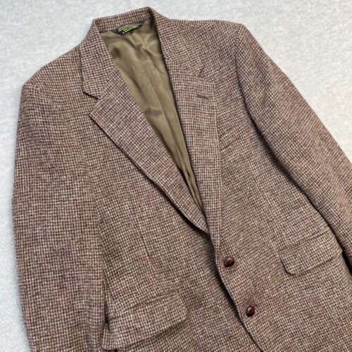 Vintage Harris Tweed Blazer Mens 40 Brown Wool Sport Coat Jacket Brooke Deane - Picture 2 of 19