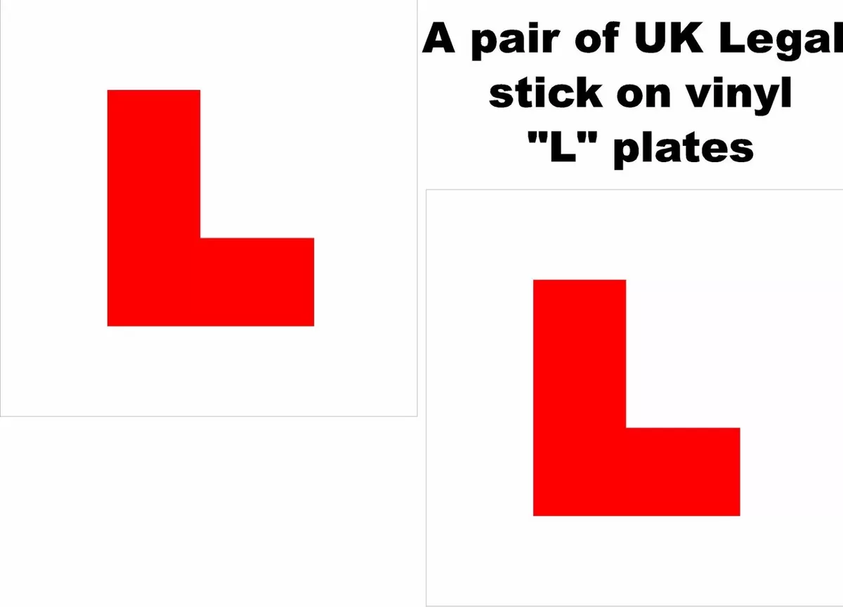 2 X UK Legal L Plates Self Adhesive Stick On Vinyl Weatherproof Learner  Driver 