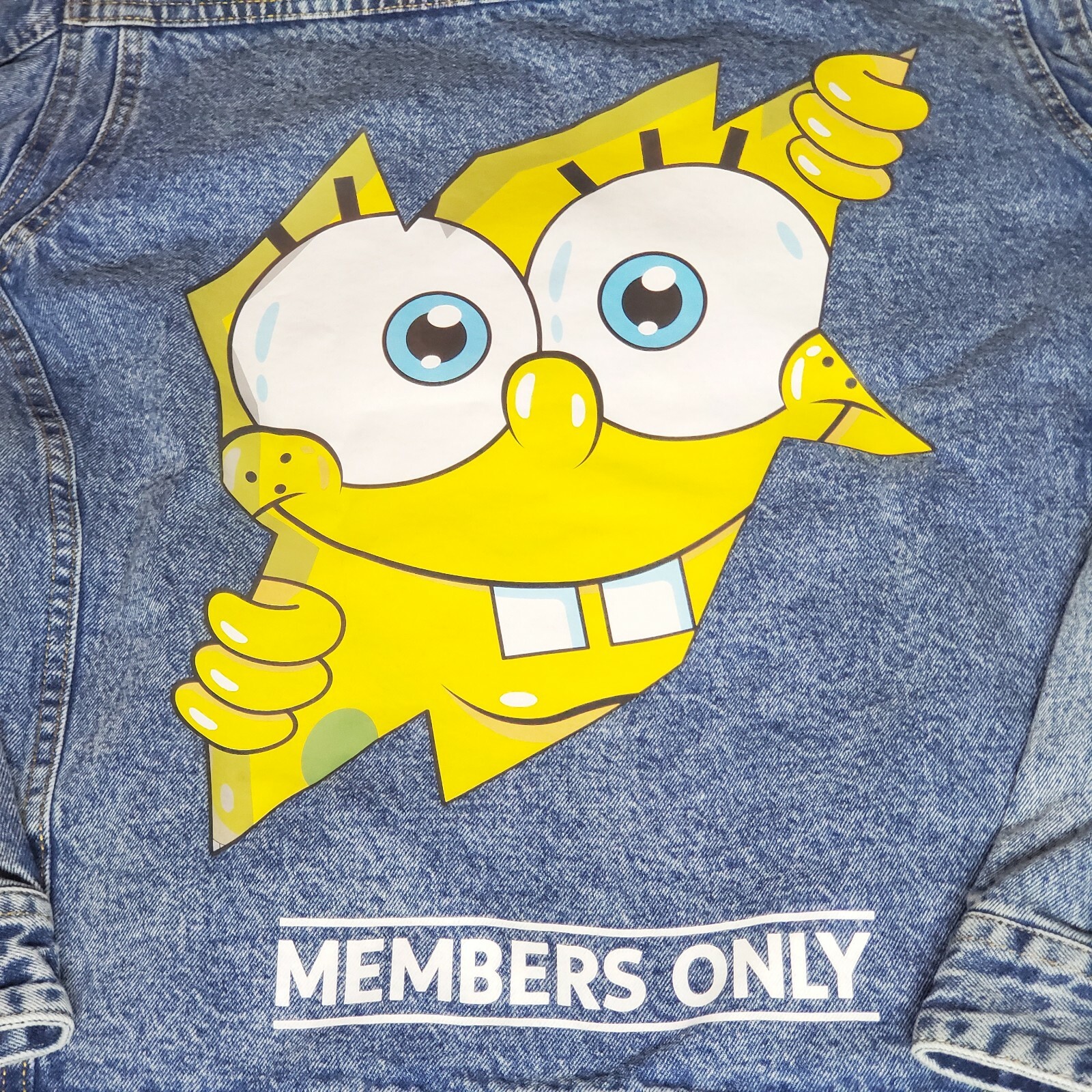 Members Only Nickelodeon SpongeBob Denim Jean Jacket Mens Size Medium Sold Out! image 6