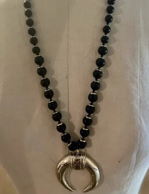 STELLA Dot Crescent Moon Beaded Statement Necklace