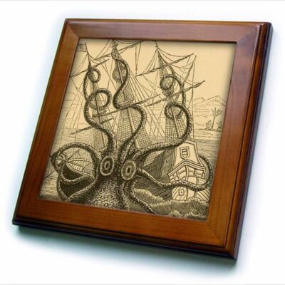 3dRose Gigantic colossal octopus sea monster Kraken. Pierre Denys de Montfort 8x