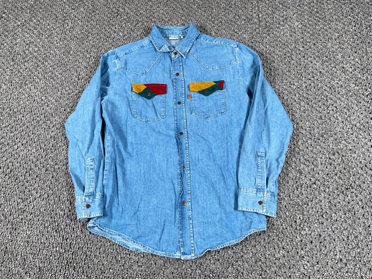 VTG Levi's Western Denim Shirt Adult Medium Blue Cowboy