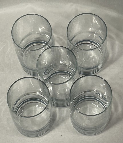 16 oz Tumblers Glasses Indigo Blue/GreyStripe-Match Corelle Pattern 5 Piece Set - Picture 2 of 2