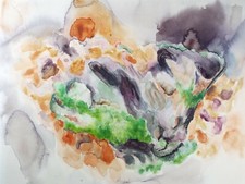 Original Watercolour, 'Abstract Sill Life of Lettuce" Olive Van Klaveren XX