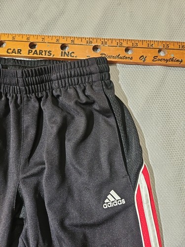 Adidas Pants Youth Medium Black Logo Red Striped Drawstring Joggers Comfort Pant - Picture 8 of 16
