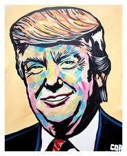 CORBELLIC ORIGINAL PAINTING 16X20 PRESIDENT DONALD TRUMP LARGE PORTRAIT HOME ART