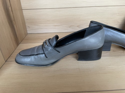 Aldo Chelonia Grey Heeled Silver Chainlink Loafers Hand Made in Italy 10 M - Picture 4 of 10