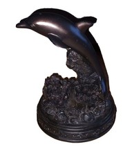Regency Fine Arts Figurine Dolphin With Corals Black Collectable Vintage Figure